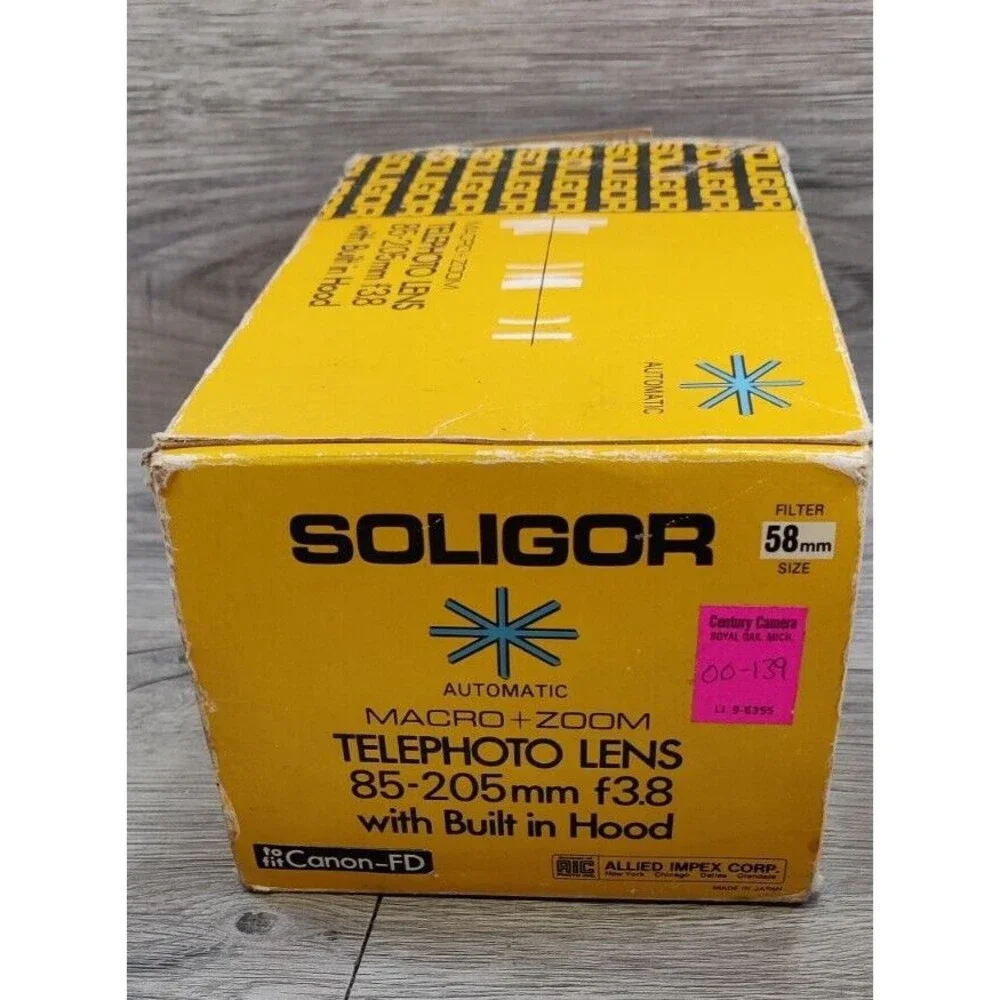 Vintage Soligor 85-205mm f3.8 Zoom Lens Canon FD Mount w/ Original Box PARTS